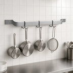 Thumbnail image #3 for Eagle Group SBPR-48-A 48-Inch Wall-Mount Single-Bar Aluminum Pot Rack with 4 Double-Prong Stainless Steel Hooks
