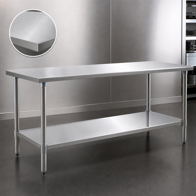 Product image #3 for Eagle Group Budget Series 84 Inch x 36 Inch 430 Stainless Steel Work Table with Adjustable Undershelf