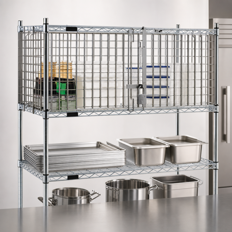 Product image #3 for EagleGard Lockable Security Enclosure Kit for Wire Shelving, 48-Inch Wide x 18-Inch Deep, Side-Hinged Doors