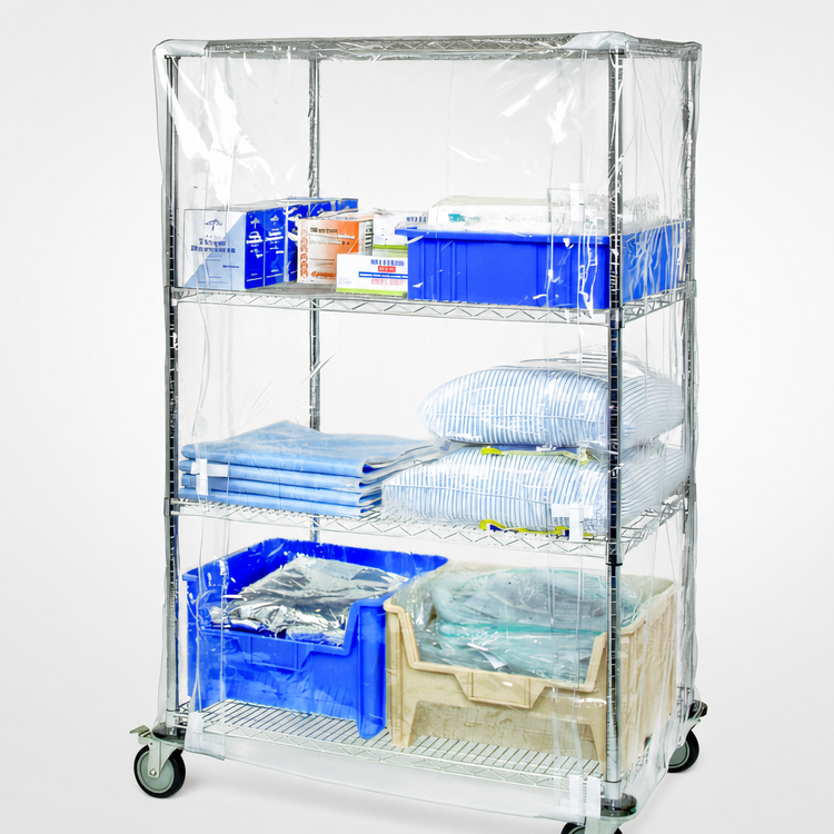 Product image #3 for 24 x 48 x 63 Inch Clear Vinyl Wire Cart Cover with Zipper Flap