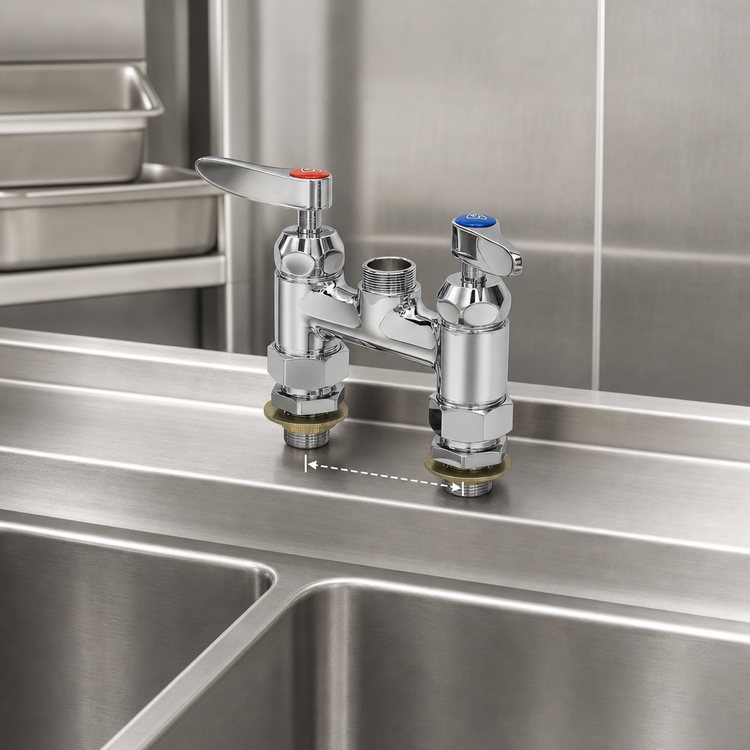 Product image #3 for 4-Inch Centers Deck Mount Double Pantry Faucet, Less Nozzle, Lever Handles