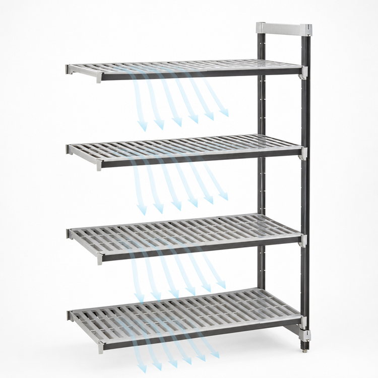 Product image #3 for Cambro Camshelving Elements XTRA 4-Tier Stationary Add-On Polymer Shelving Unit, 21" x 30" x 64"