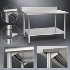 Thumbnail image #3 for Eagle Group Budget Series T2484B-BS 84-Inch x 24-Inch 430 Stainless Steel Work Table with 4-1/2-Inch Backsplash and Galvanized Undershelf