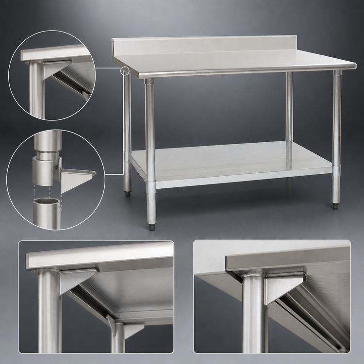 Product image #3 for Eagle Budget Series 84-Inch x 24-Inch Work Table with 4-1/2-Inch Backsplash and Undershelf