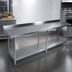 Thumbnail image #3 for BK Resources 84-Inch x 24-Inch 18-Gauge 430 Stainless Steel Work Table with 1-1/2-Inch Rear Riser and Adjustable Undershelf