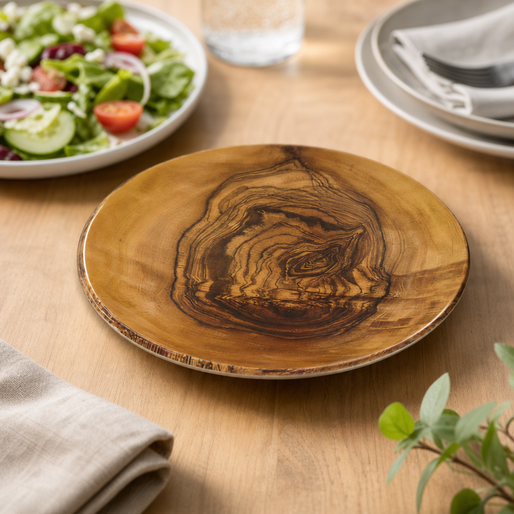 Product image #3 for American Metalcraft Naturals 14-Inch Round Melamine Platter, Olive Wood Pattern