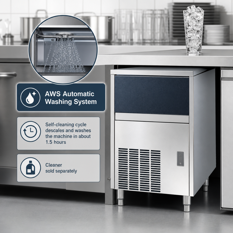 Product image #3 for Brema Undercounter Cube Ice Maker with 35 lb Bin, Air-Cooled, Self-Cleaning AWS, 90 lb/24 Hr