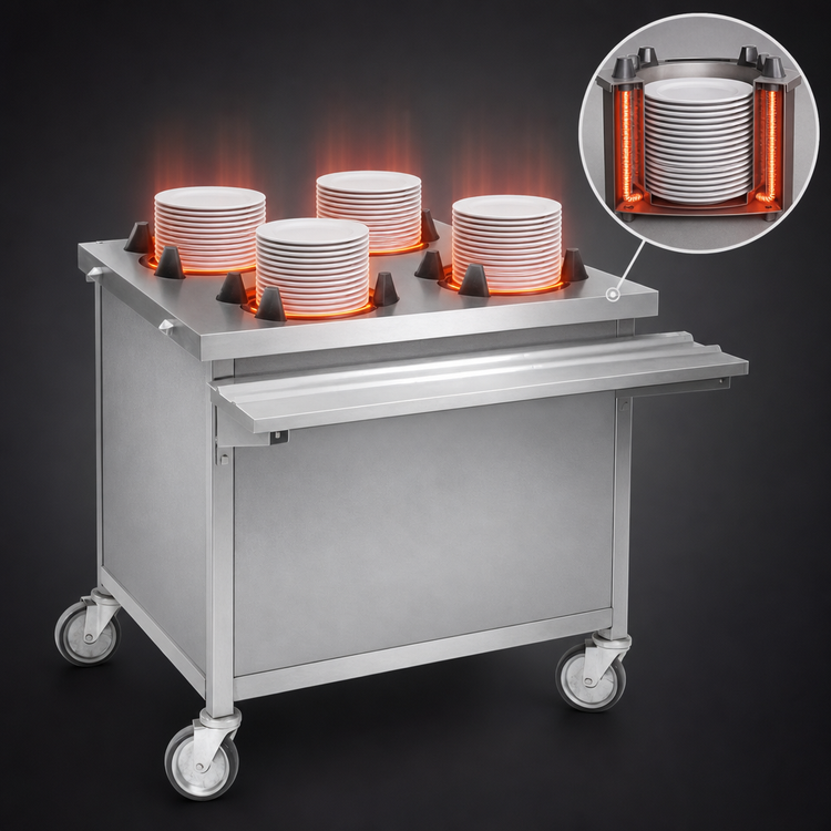 Product image #3 for Director's Choice DCS-PUD-4TH Mobile Heated Dish Dispenser with 4 Tubes