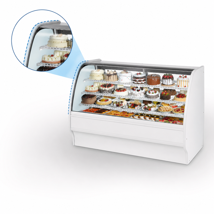 Product image #3 for True Full-Service Curved Glass Refrigerated Bakery Display Case, 77-1/4 Inch, Self-Contained R290, White