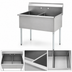 Thumbnail image #3 for Eagle Group Two-Compartment Utility Sink, 49-3/8 in W x 28 in D, 16-Gauge 430 Stainless Steel, No Drainboards, with Galvanized Legs