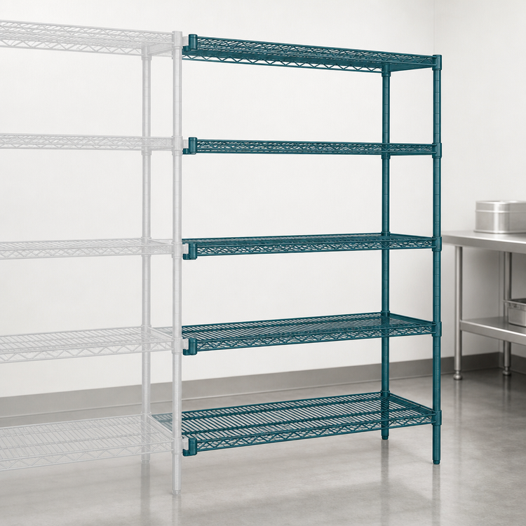 Product image #3 for EagleGard 5-Tier Add-On Wire Shelving Unit, 42 x 24 x 86 Inches, Blue-Green Hybrid Epoxy Finish