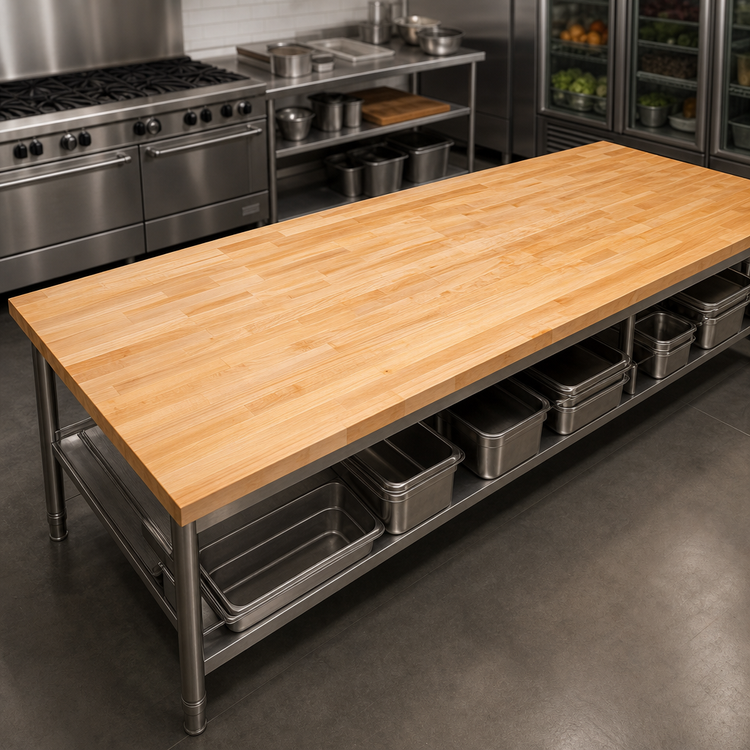 Product image #3 for John Boos Northern Hard Rock Maple Edge Grain Flat Top Work Table Top, 156 x 48 x 2-1/4 Inches