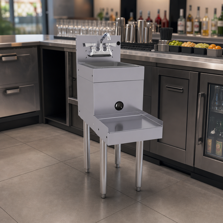 Product image #3 for Glastender Freestanding Underbar Blender Station with Dump Sink, 14 x 24 Inch, Stainless Steel