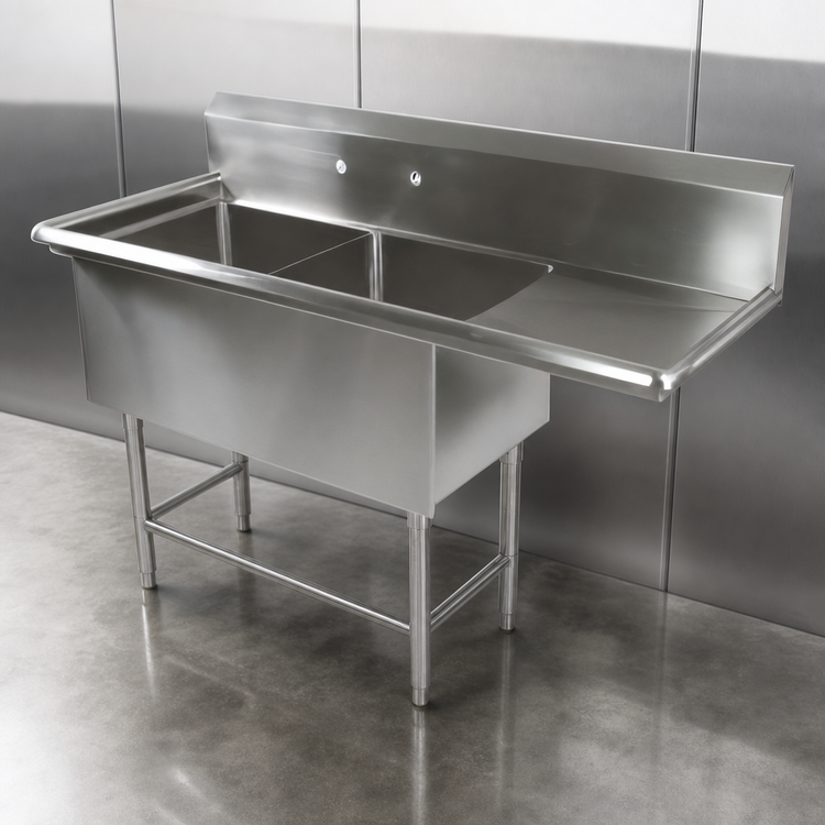 Product image #3 for John Boos Pro-Bowl Floor Model 2-Compartment Stainless Steel Sink with 36-Inch Right Drainboard