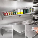 Thumbnail image #3 for Koolmore WMSH-1272 72-Inch x 12-Inch 18-Gauge Stainless Steel Wall Shelf with 1-1/2-Inch Backsplash
