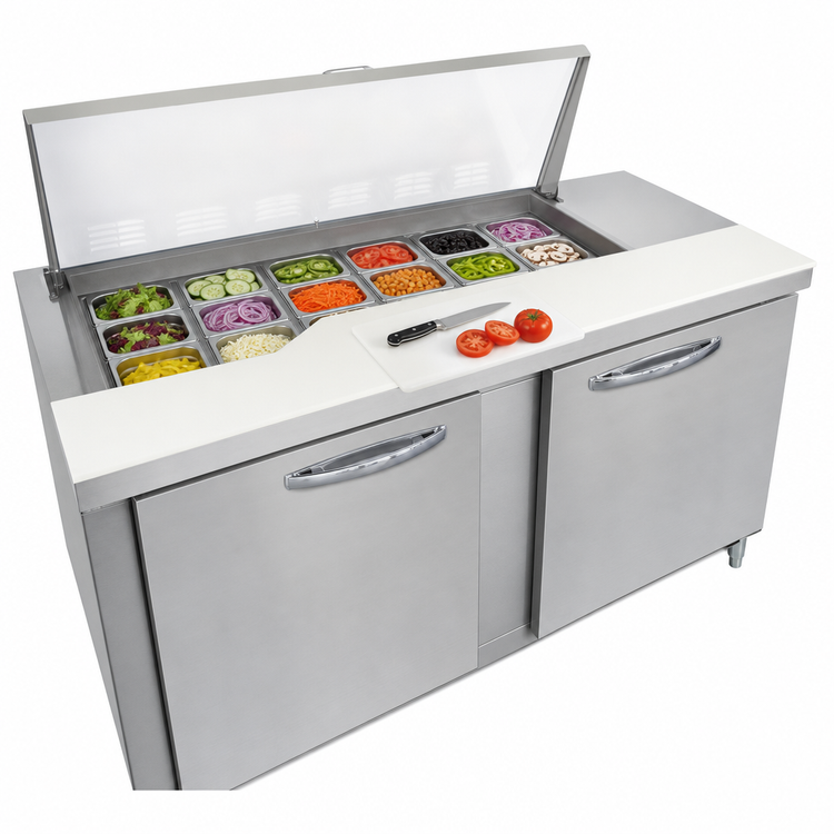 Product image #3 for Continental Refrigerator Designer Line D60N18M 60" 2-Section Mighty Top Sandwich Prep Refrigerator