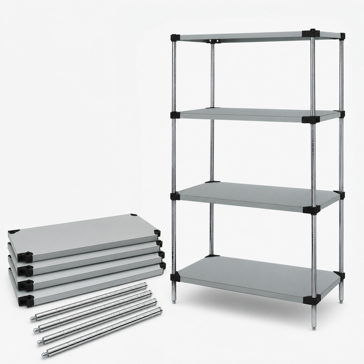 Product image #3 for Quantum 4-Shelf Solid Stainless Steel Shelving Starter Kit, 60W x 21D x 86H