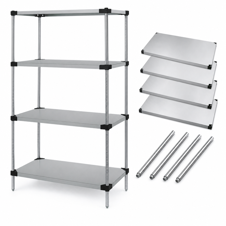 Product image #3 for Quantum 72" W x 14" D x 74" H Solid Stainless Steel Shelving Starter Kit