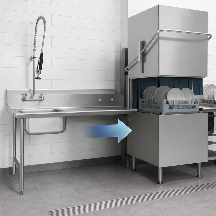 Product image #3 for Advance Tabco Special Value Series Straight Soil Dishtable, Left-Attach, with Pre-Rinse Sink, 83 Inch