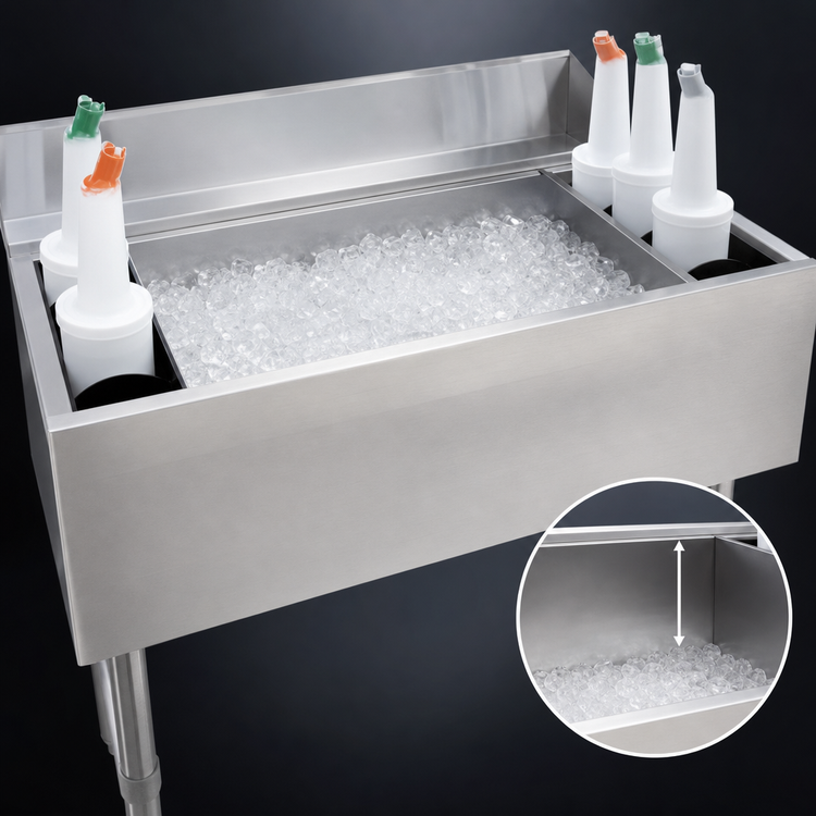 Product image #3 for Advance Tabco Underbar Basics 30-Inch Stainless Steel Cocktail Unit with 12-Inch Deep Ice Bin