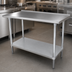 Thumbnail image #3 for Advance Tabco 48 Inch x 36 Inch 16-Gauge 430 Stainless Steel Work Table with Adjustable Undershelf and 1-1/2 Inch Rear Up-Turn