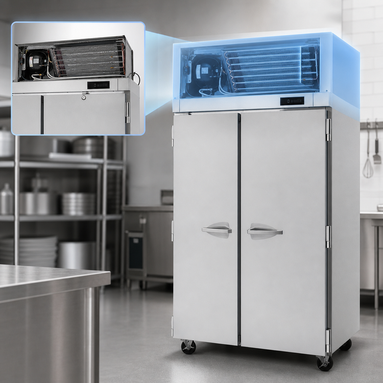 Product image #3 for Turbo Air PRO Series Two-Section Reach-In Freezer with Top-Mount Self-Contained Refrigeration, 48.36 Cu. Ft., Solid Doors