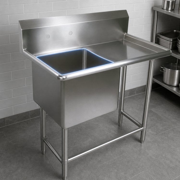 Product image #3 for John Boos Pro-Bowl 1-Compartment Sink with Right Drainboard, 30 x 24 x 12 Bowl, 16-Gauge 300 Series Stainless Steel