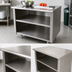 Thumbnail image #3 for Advance Tabco Special Value Economy Stainless Steel Open Front Cabinet Base Work Table with Mid-Shelf, 60