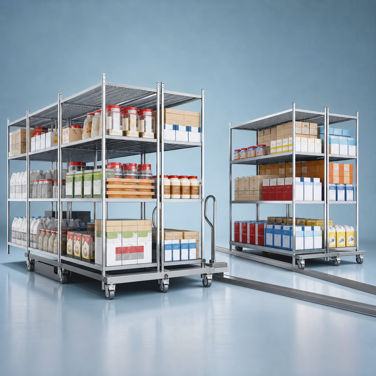 Product image #3 for Metro qwikTRAK High-Density Double-Deep Mobile Unit Kit for 18-Inch Shelving, Metroseal 3 Finish, 74-Inch Posts