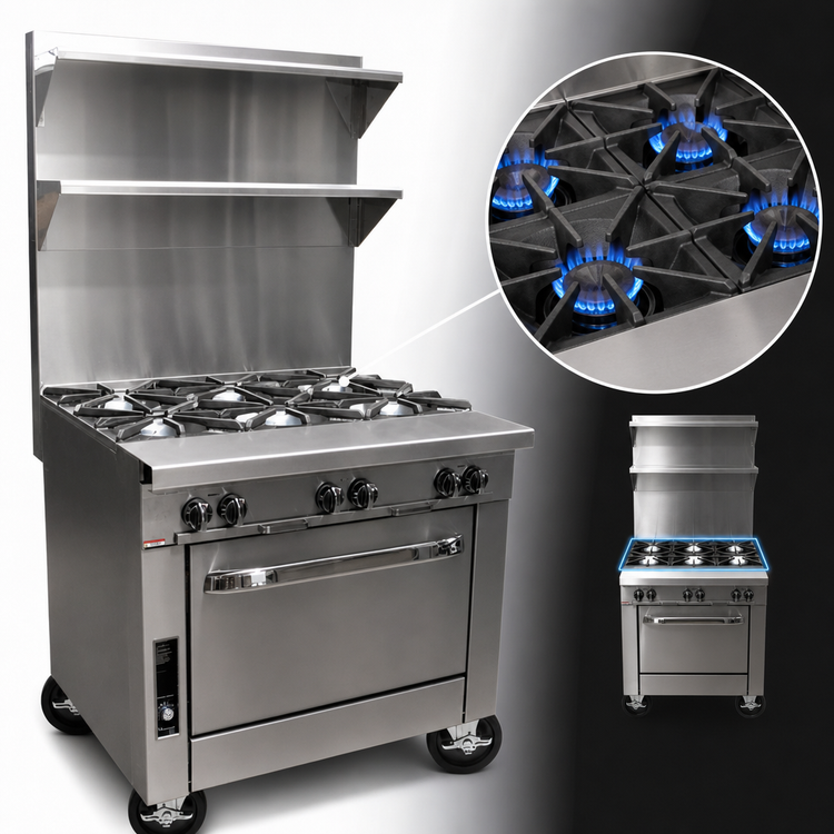 Product image #3 for Southbend Platinum 36-Inch Heavy Duty Sectional Gas Range with 6 Open Burners and Convection Oven Base