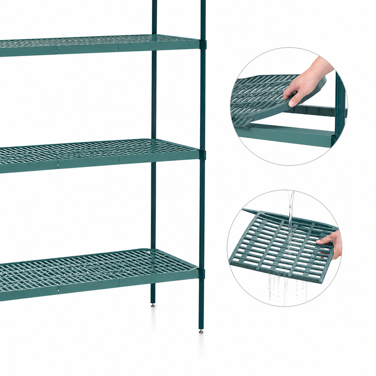 Product image #3 for Metro Super Erecta Pro 18"W x 24"D x 63"H Green 4-Shelf Polymer Shelving Add-On Unit