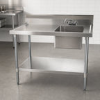 Thumbnail image #3 for BK Resources BKMPT-3060S-R-P-G 60 x 30-Inch Stainless Steel Sink Table, Right-Side Prep Sink, 6-Inch Backsplash, Adjustable Undershelf