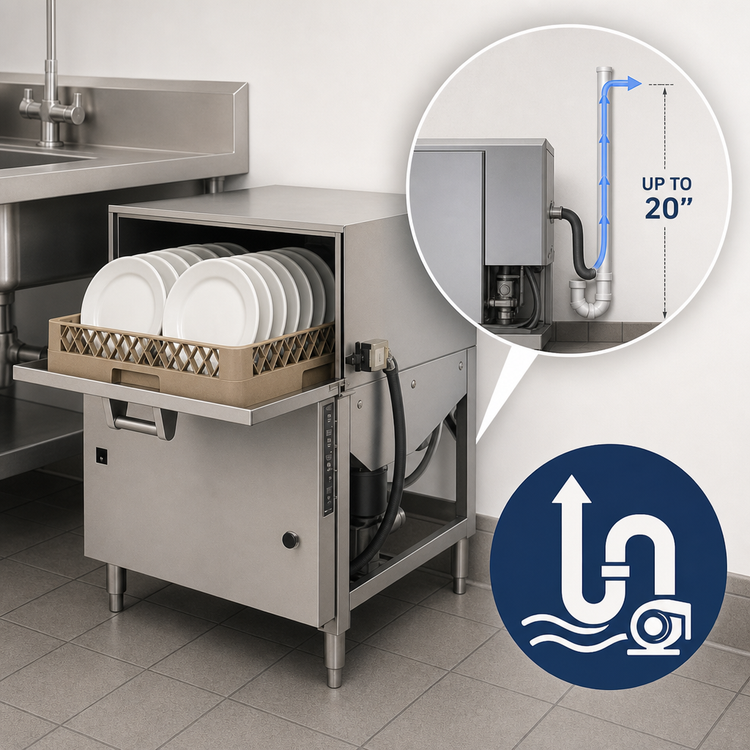 Product image #3 for American Dish Service ET-AF-M-PH Undercounter Low Temp Chemical Dishwasher with Pumped Drain and Sustained Heat