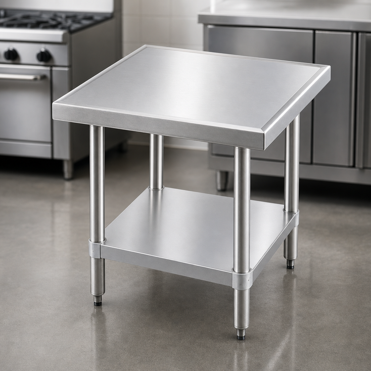 Product image #3 for Advance Tabco 24-Inch Square Equipment Stand with 304 Stainless Steel Top and Adjustable Galvanized Undershelf