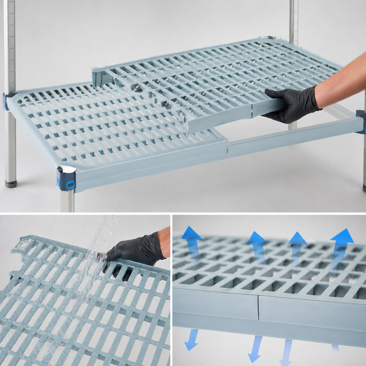 Product image #3 for MetroMax Q 60-Inch x 24-Inch Vented Polymer Shelf with Epoxy-Coated Steel Frame