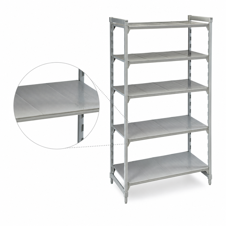 Product image #4 for Cambro Camshelving Premium 5-Shelf Solid Stationary Polymer Shelving Starter Unit, 24" W x 30" L x 84" H