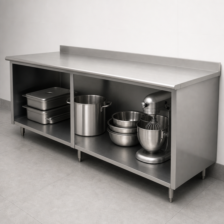 Product image #3 for Advance Tabco Special Value 84-Inch x 24-Inch Open Base Stainless Steel Work Table with 5-Inch Backsplash