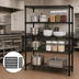 Thumbnail image #3 for Quantum 60 Inch Wide x 14 Inch Deep x 63 Inch High 4-Shelf Stationary Wire Shelving Starter Kit, Black Epoxy
