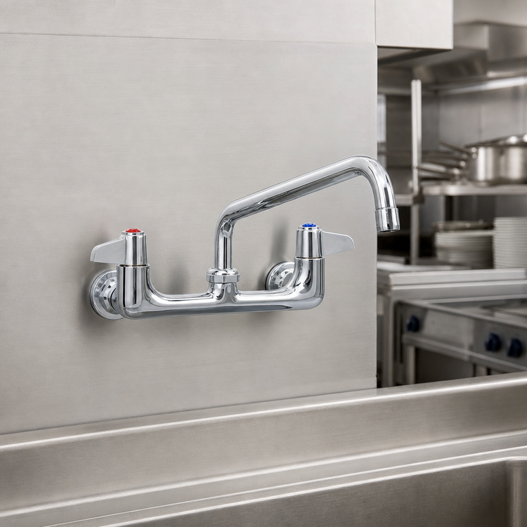 Product image #3 for T&S Brass equip 8-Inch Centers Wall Mount Mixing Faucet with 10-Inch Swivel Nozzle