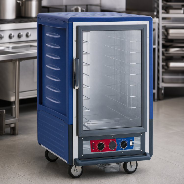 Product image #3 for Metro C5 3 Series Half-Height Mobile Heated Holding and Proofing Cabinet with Clear Polycarbonate Door, Blue Insulation Armour, 1440W