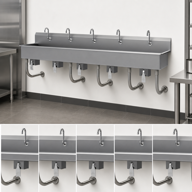 Product image #3 for Advance Tabco FC-WM-100KV 5-Station Wall-Mounted Knee-Operated Multiwash Hand Sink