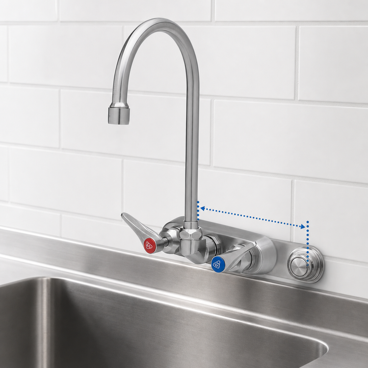 Product image #3 for T&S Brass EverSteel 4-Inch Wall Mount Workboard Mixing Faucet with 5 3/4-Inch Swivel Gooseneck