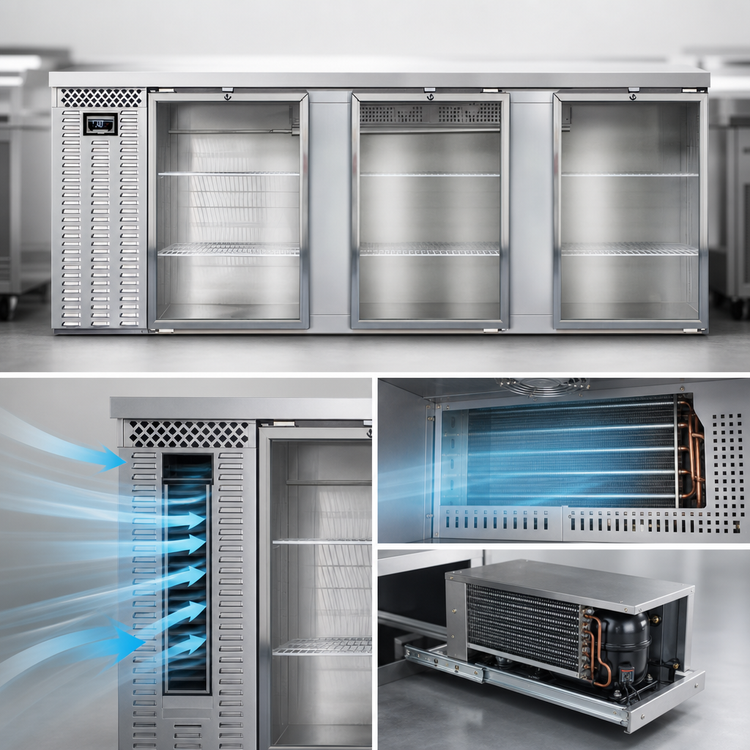 Product image #3 for Continental Refrigerator BB90NSSGD 90" Three Glass Door Refrigerated Back Bar Cooler