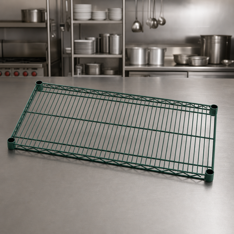 Product image #3 for Quantum 66-Inch Wide x 24-Inch Deep Wire Shelf with Green Epoxy Antimicrobial Finish