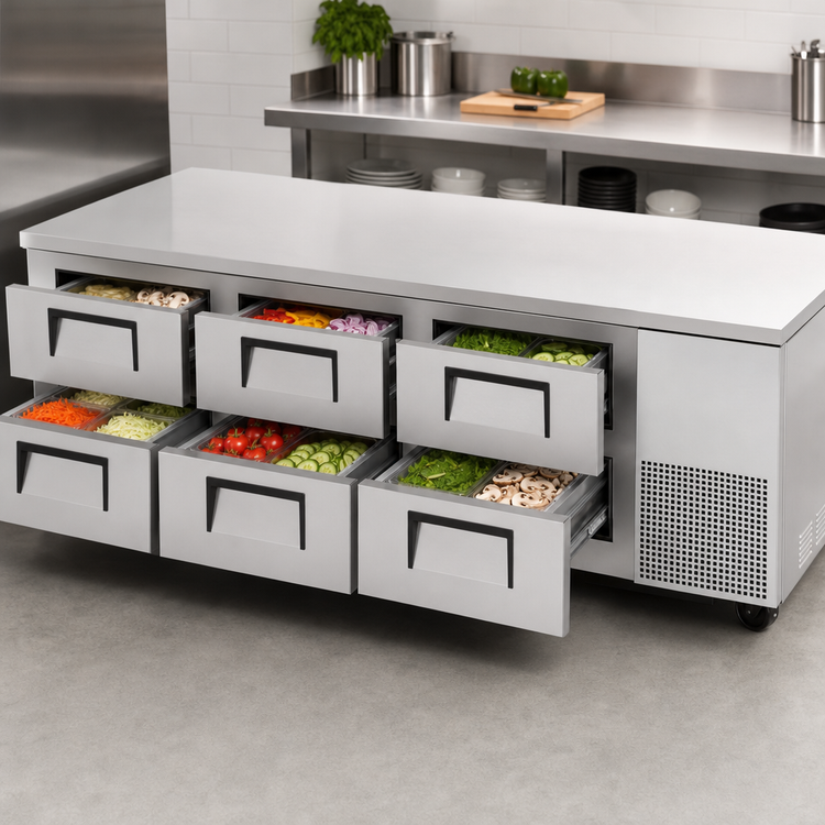 Product image #3 for 3-Section Deep Undercounter Refrigerator with 6 Drawers, 93 1/4 Inches Wide
