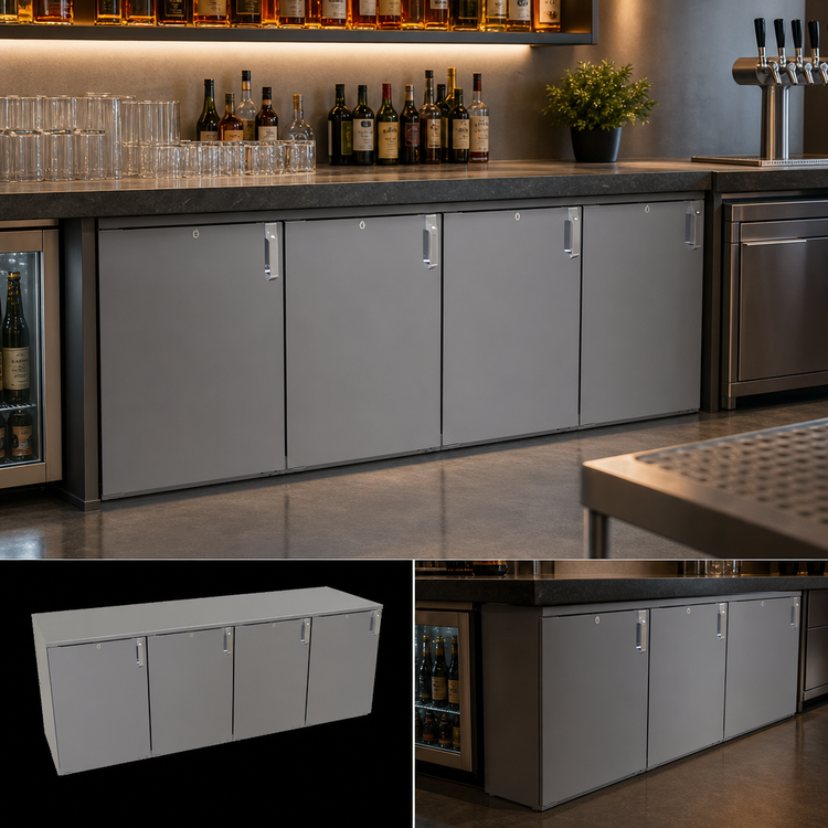 Product image #3 for Glastender 80-Inch Four-Section Low Profile Back Bar Dry Storage Cabinet