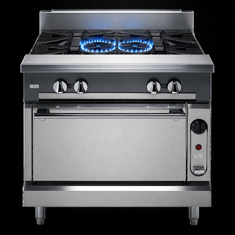 Product image #3 for Vulcan V Series 36-Inch Heavy Duty Commercial Gas Range with Two Open Burners and 24-Inch Thermostatic Griddle, Cabinet Base