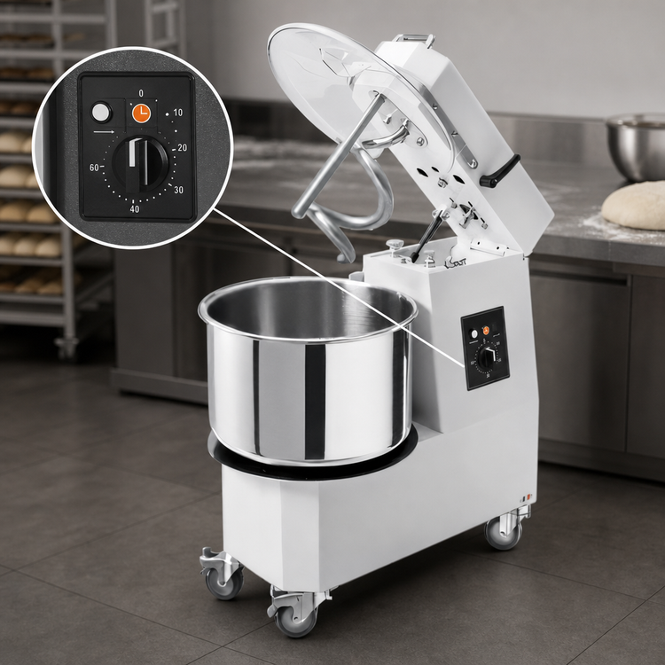 Product image #3 for Trento Fixed-Bowl Spiral Dough Mixer with Timer, 46 lb Capacity, 120V
