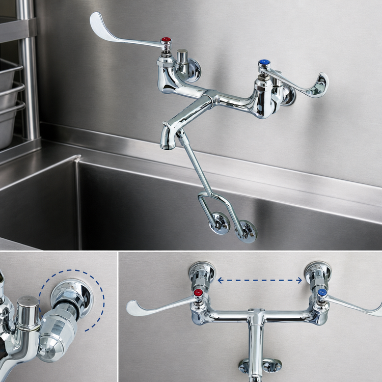 Product image #3 for T&S Brass B-0664 8-Inch Centers Wall-Mounted Service Sink Faucet with Garden Hose Outlet and Pail Hook