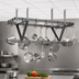 Thumbnail image #3 for Eagle Group Ceiling-Mounted Triple-Bar Stainless Steel Pot Rack with 15 Hooks, 52 x 20 x 18 Inches